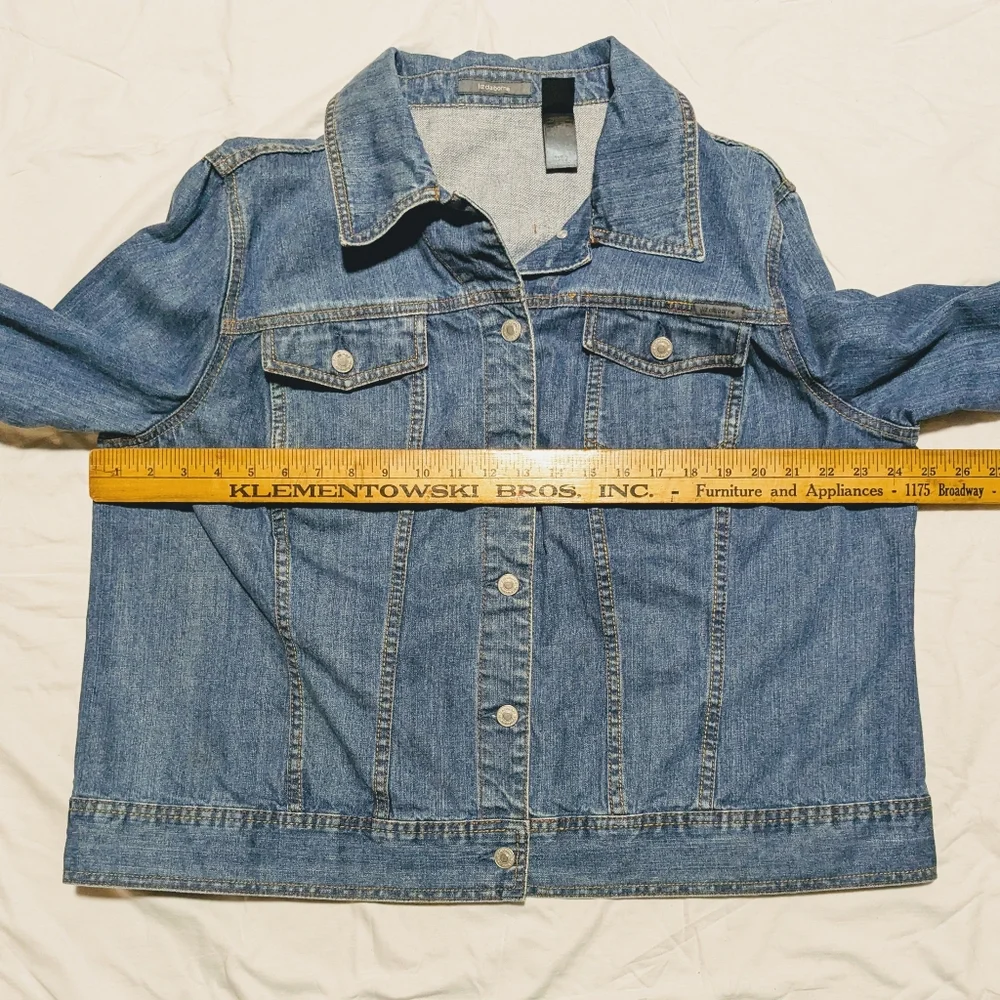Liz Claiborne Denim Jean Jacket Blue 100% Cotton Button Chest Pockets 2X Plus Sz